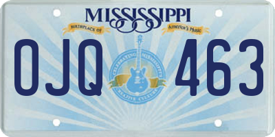 MS license plate OJQ463