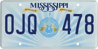 MS license plate OJQ478