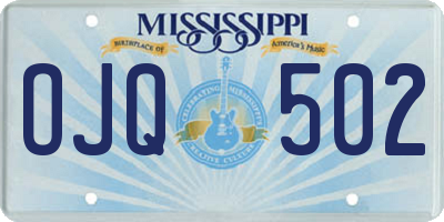 MS license plate OJQ502