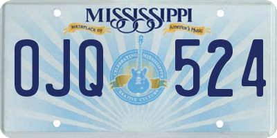 MS license plate OJQ524