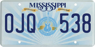 MS license plate OJQ538