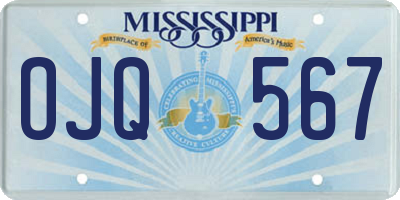 MS license plate OJQ567