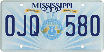 MS license plate OJQ580