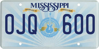MS license plate OJQ600