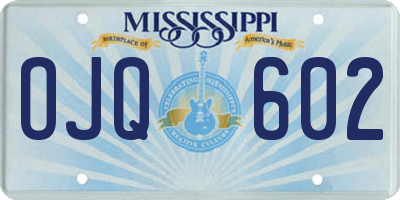 MS license plate OJQ602