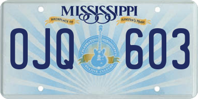 MS license plate OJQ603