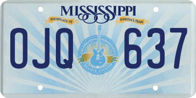 MS license plate OJQ637