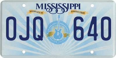MS license plate OJQ640