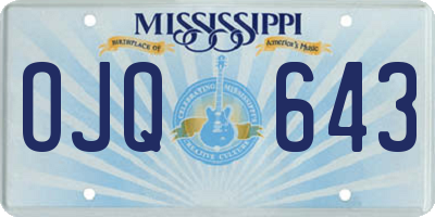 MS license plate OJQ643