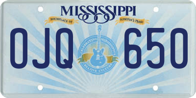 MS license plate OJQ650