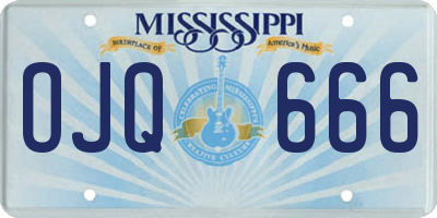 MS license plate OJQ666
