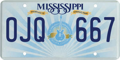 MS license plate OJQ667