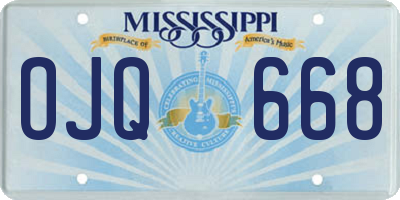 MS license plate OJQ668