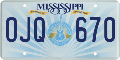 MS license plate OJQ670