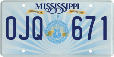 MS license plate OJQ671
