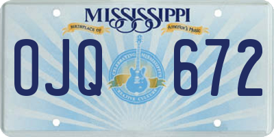 MS license plate OJQ672