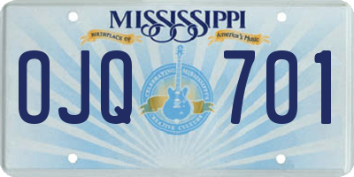 MS license plate OJQ701