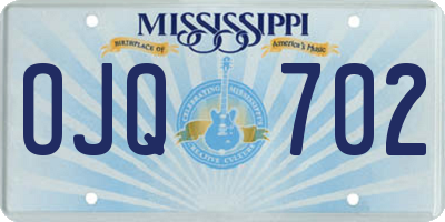MS license plate OJQ702