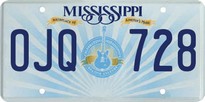 MS license plate OJQ728