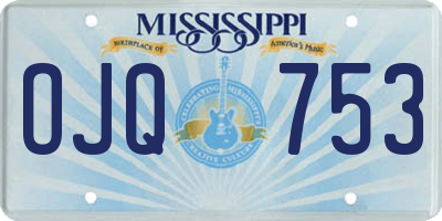 MS license plate OJQ753
