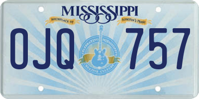 MS license plate OJQ757