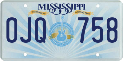 MS license plate OJQ758