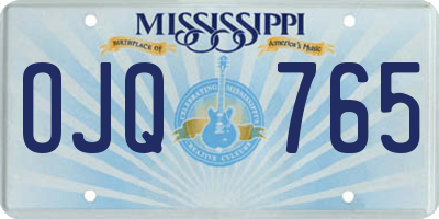 MS license plate OJQ765