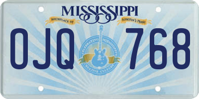 MS license plate OJQ768