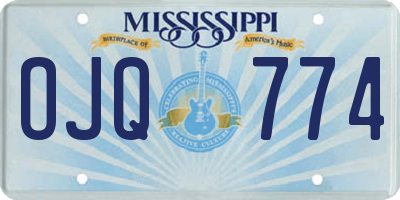 MS license plate OJQ774