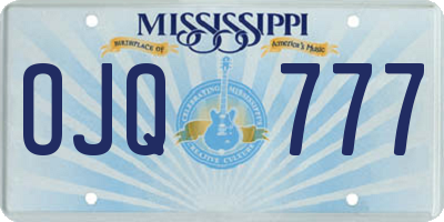 MS license plate OJQ777