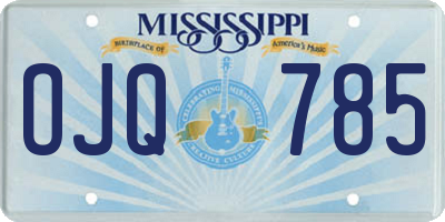 MS license plate OJQ785