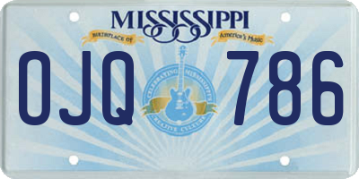MS license plate OJQ786