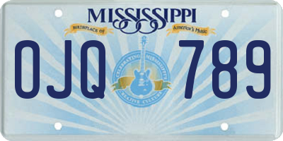 MS license plate OJQ789