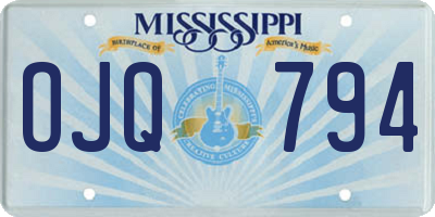 MS license plate OJQ794
