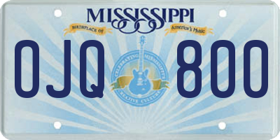 MS license plate OJQ800