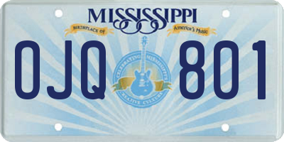 MS license plate OJQ801