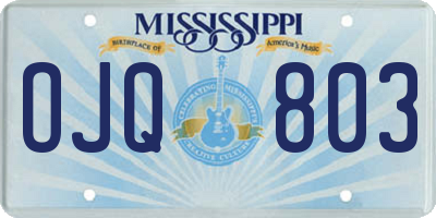 MS license plate OJQ803