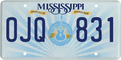 MS license plate OJQ831