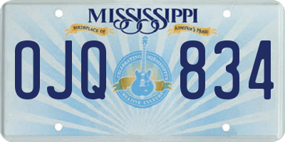 MS license plate OJQ834