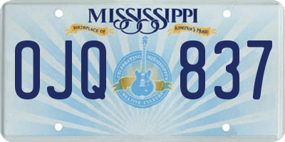 MS license plate OJQ837