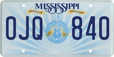 MS license plate OJQ840