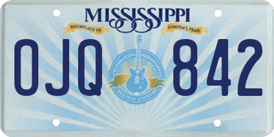MS license plate OJQ842