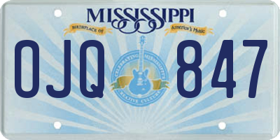 MS license plate OJQ847