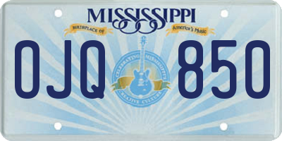 MS license plate OJQ850