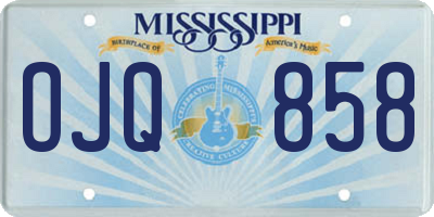 MS license plate OJQ858