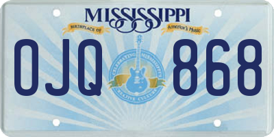 MS license plate OJQ868