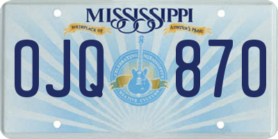 MS license plate OJQ870
