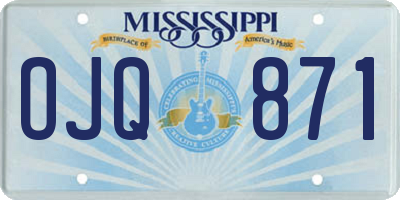 MS license plate OJQ871