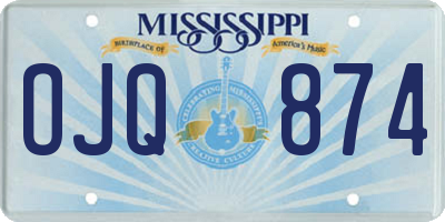 MS license plate OJQ874
