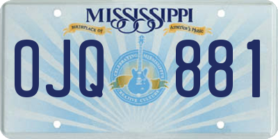 MS license plate OJQ881